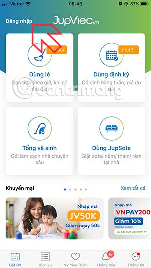 Rent a quick maid with the JupViec application on the phone Picture 1