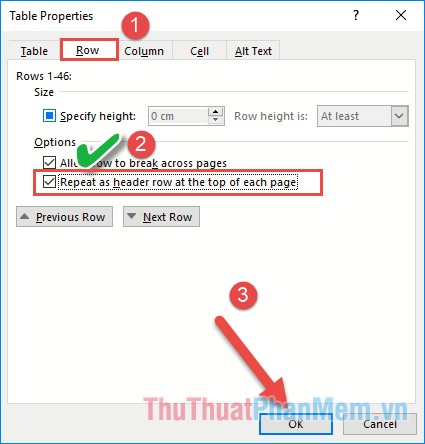 Repeat titles in Word - Instructions on how to repeat titles in Word 2007, 2010, 2013, 2016 Picture 6