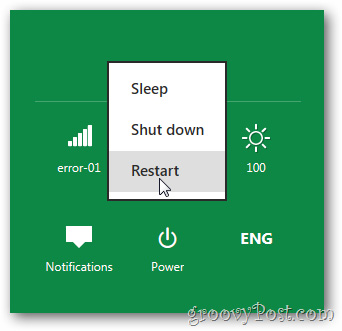 Restart, Shutdown or Sleep in Windows 8 Picture 7