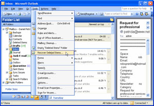 Restore hard deleted elements in Outlook Picture 2