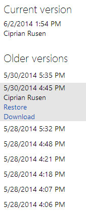 Restore the old version of the document on OneDrive Picture 4