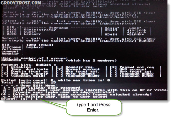 Retrieve password of Windows XP, Vista or 7 account using USB Flash drive Picture 11