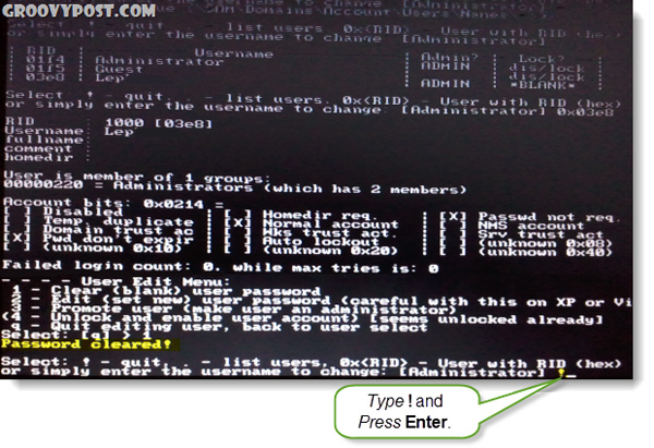 Retrieve password of Windows XP, Vista or 7 account using USB Flash drive Picture 12