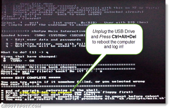 Retrieve password of Windows XP, Vista or 7 account using USB Flash drive Picture 16