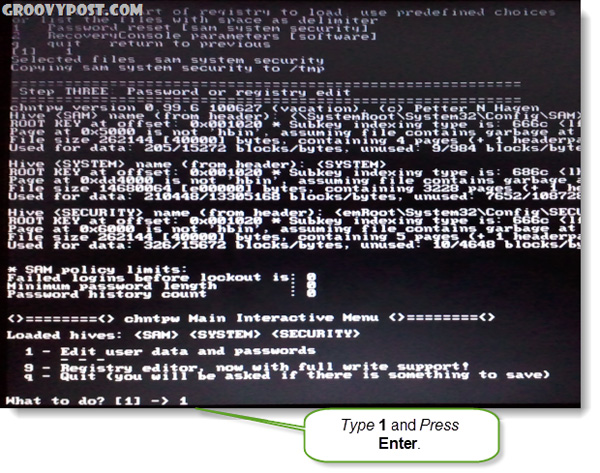 Retrieve password of Windows XP, Vista or 7 account using USB Flash drive Picture 9