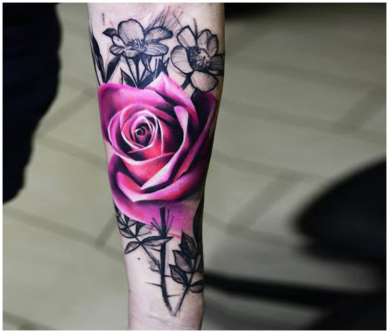 Rose tattoo - The most beautiful rose tattoo patterns Picture 8