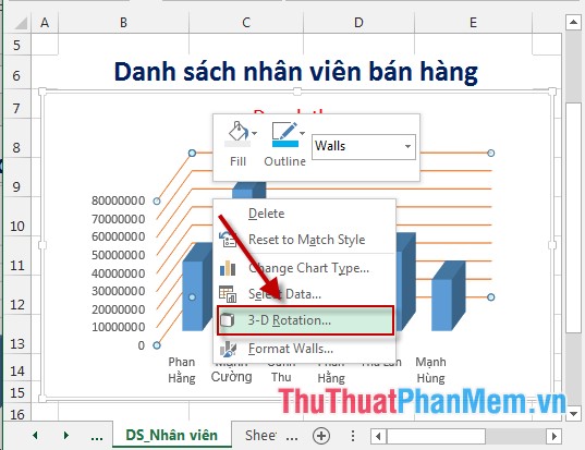 Nếu bạn muốn hiển thị dữ liệu của mình một cách rõ ràng và sinh động, tính năng quay đồ thị 3D trong Excel là điều bạn không thể bỏ qua. Bạn có thể dễ dàng quay nhìn xem dữ liệu dạng 3D từ nhiều góc độ khác nhau bằng cách sử dụng các công cụ trong Excel. Hãy xem hình ảnh liên quan để khám phá thêm về tính năng quay đồ thị 3D trong Excel!