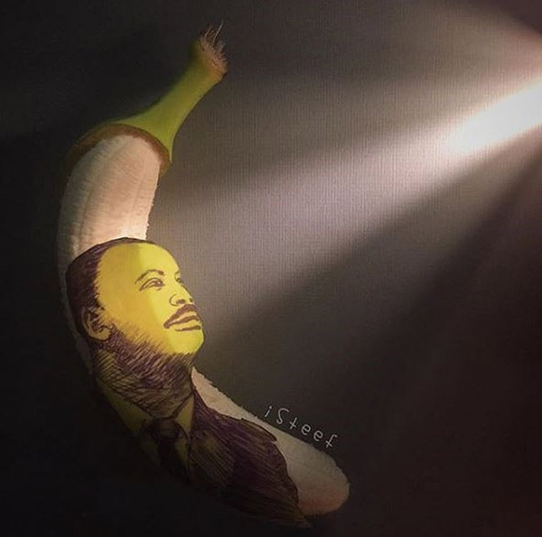 Round eyes with artworks made from bananas Picture 10