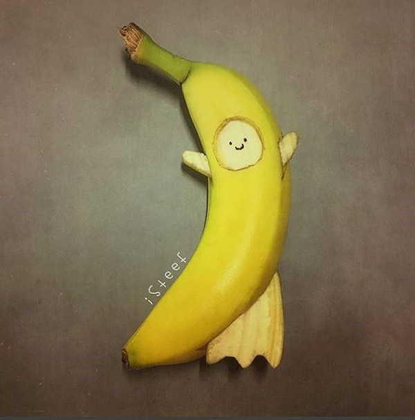 Round eyes with artworks made from bananas Picture 12