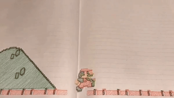 Round eyes with the perfect Super Mario Bros World 1-1 screen on the Japanese artist's notebook Picture 1