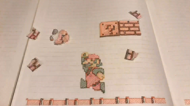 Round eyes with the perfect Super Mario Bros World 1-1 screen on the Japanese artist's notebook Picture 2