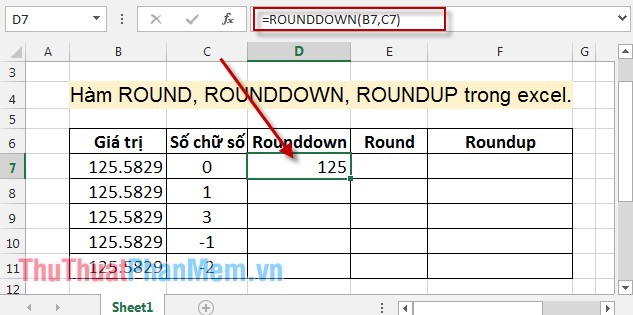 ROUND, ROUNDDOWN, ROUNDUP functions - Functions for rounding decimal numbers in Excel Picture 3