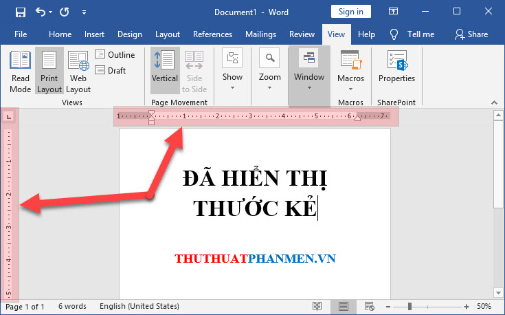 Ruler is displayed in Word 2010, 2013 and 2016 in Word Picture 3