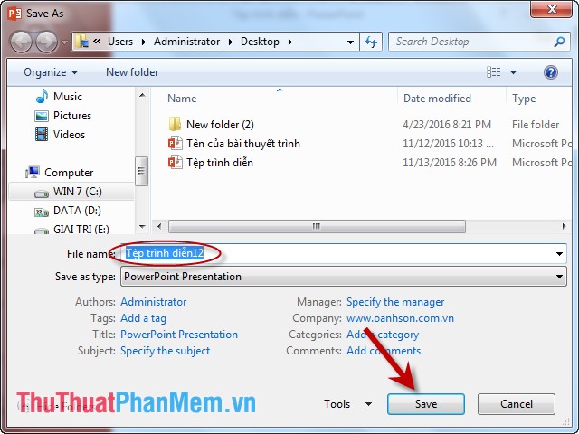Save a slide presentation file in PowerPoint Picture 7