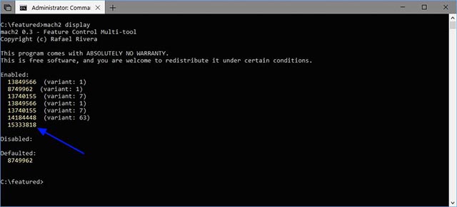 Search and activate hidden features in Windows 10 with Mach2 tool Picture 7