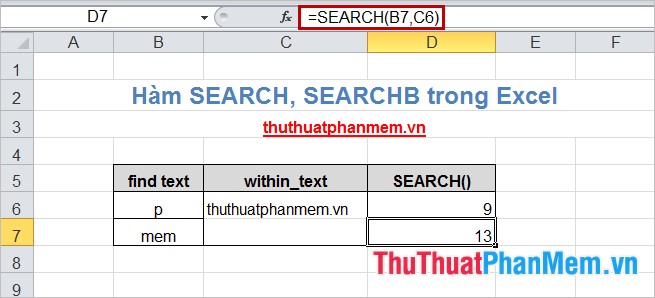 SEARCH () and SEARCHB () functions in Excel Picture 3