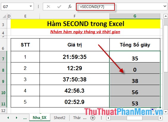 SECOND function - The function returns the second part of a time value in Excel Picture 5