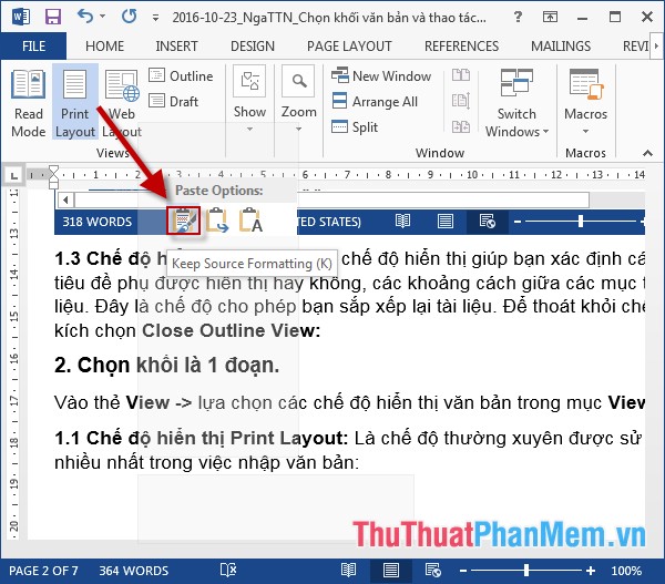 Select blocks of text and manipulate blocks in Word - TipsMake.com