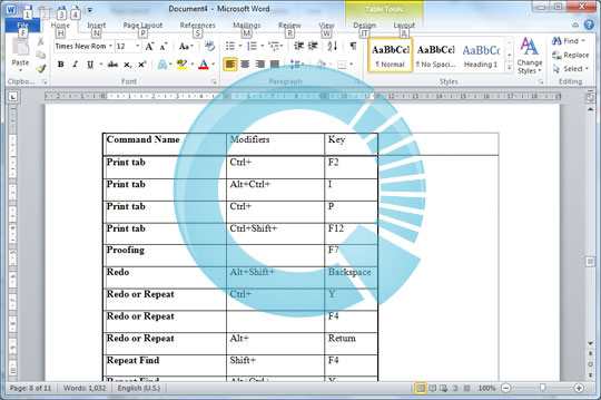 Self-printing Word shortcuts in Office 2007 Picture 5