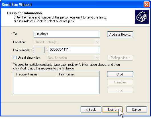 Send a fax from a Windows XP-based computer Picture 18