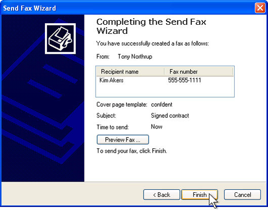 Send a fax from a Windows XP-based computer Picture 21