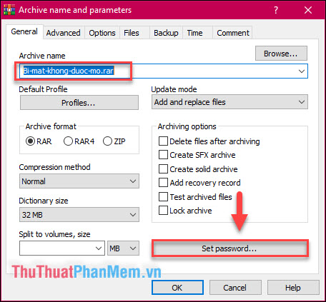 Set a pass (password) for any file using WinRAR Picture 5