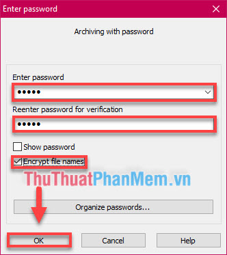 Set a pass (password) for any file using WinRAR Picture 6