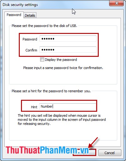 Set a password for the USB Picture 6