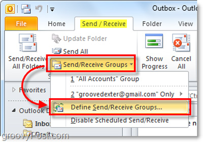 Set automatic email sending and receiving mode in Outlook 2010 Picture 2