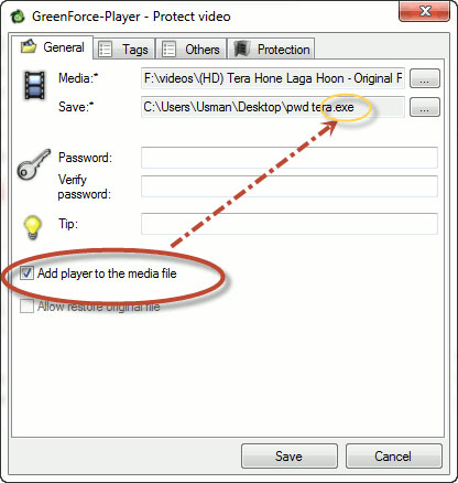 Set password for video with GreenForce Player Picture 5