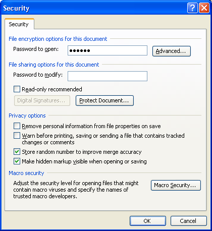 Set password protection file not open and save content edit Picture 5
