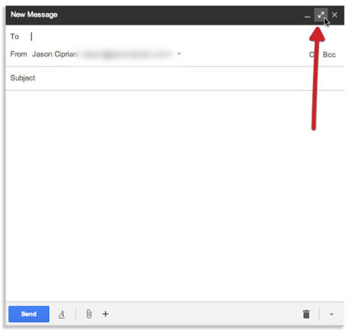Set the Gmail editor window to zoom in by default Picture 2
