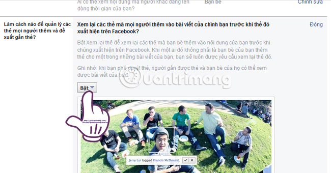 Set the post management mode to be tagged on Facebook Picture 7