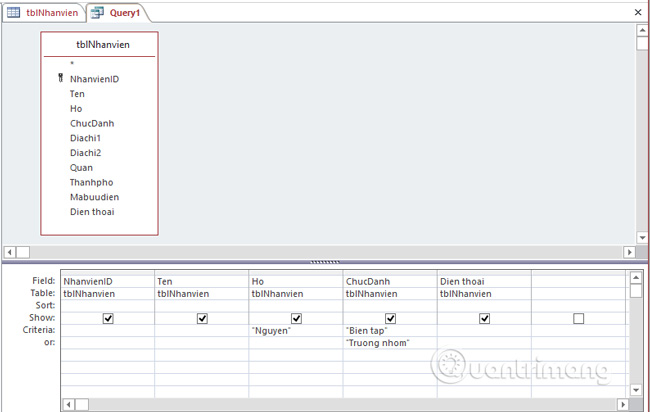 Set up Query Criteria in Access 2016 Picture 9