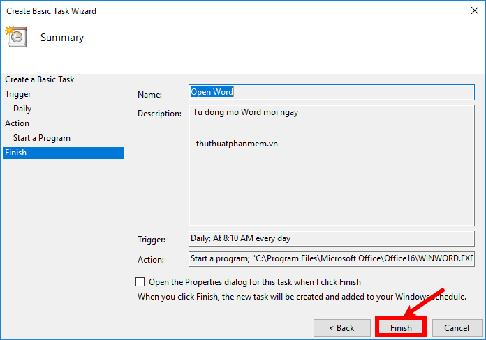 Set up the program to run automatically by Task Scheduler in Windows Picture 10
