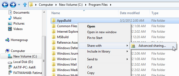 Share users and folders on the LAN in Windows 8 Picture 10