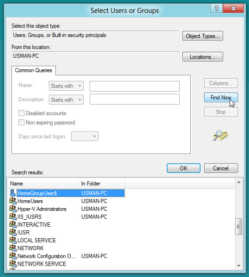 Share users and folders on the LAN in Windows 8 Picture 15