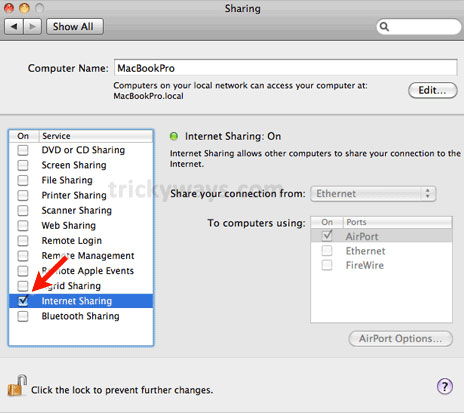 Share your Mac's Internet connection with wireless devices Picture 8