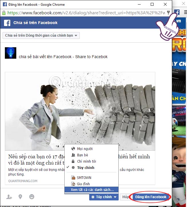 Sharing articles on Facebook with just a simple click Picture 3
