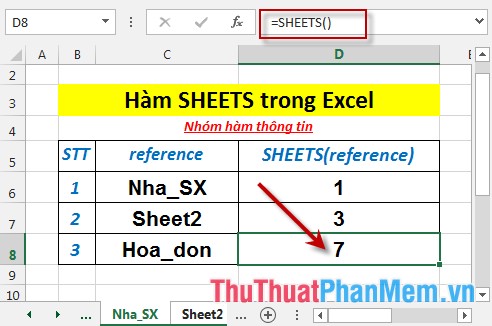 SHEETS function - The function returns the number of pages in a reference in Excel Picture 6