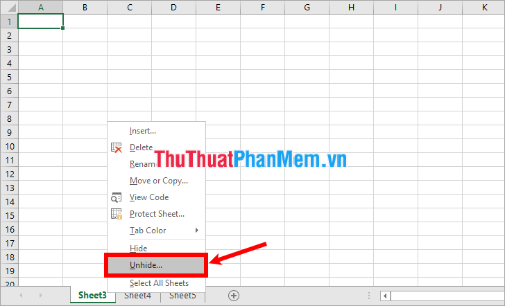 Show Sheet Tab in Excel when hidden - TipsMake.com