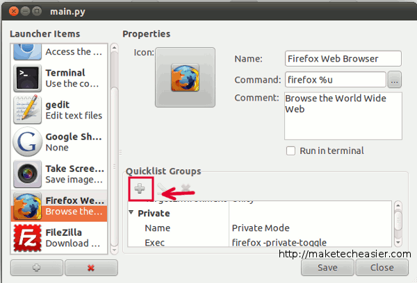 Simple way to create Quicklist for Ubuntu Unity Launcher Picture 3