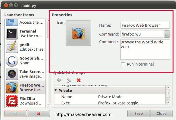 Simple way to create Quicklist for Ubuntu Unity Launcher Picture 6