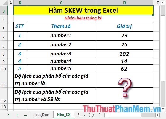 SKEW function - The function returns the deviation of the distribution in Excel Picture 2