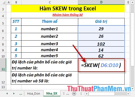 SKEW function - The function returns the deviation of the distribution in Excel Picture 3