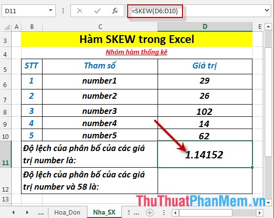 SKEW function - The function returns the deviation of the distribution in Excel Picture 4