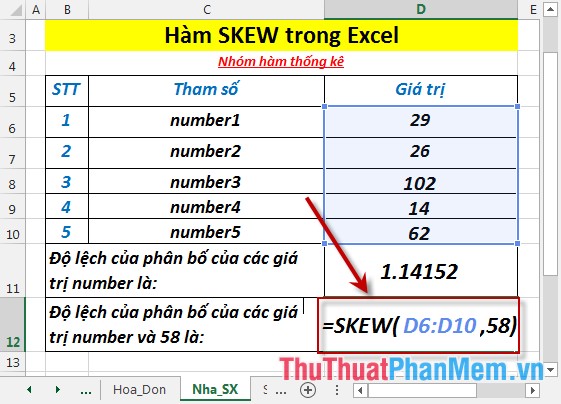 SKEW function - The function returns the deviation of the distribution in Excel Picture 5