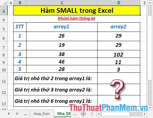 SMALL function - The function returns the kth smallest value in a dataset in Excel Picture 2