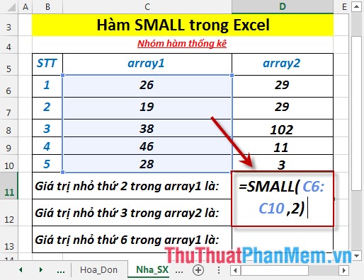 SMALL function - The function returns the kth smallest value in a dataset in Excel Picture 3