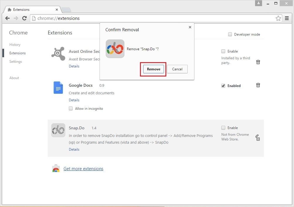 Snap.do removal guide on Chrome, Firefox and Internet Explorer Picture 5